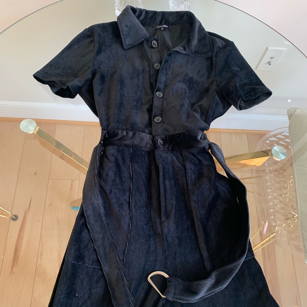 Fashion Nova Suede Navy Blue Romper Jumpsuit S